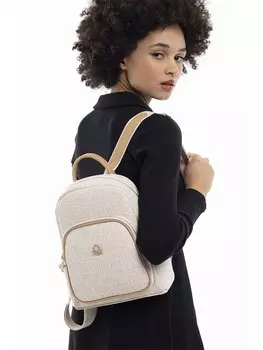 Кожаная женская сумка BENETTON, бежевый