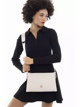Кожаная женская сумка BENETTON, бежевый