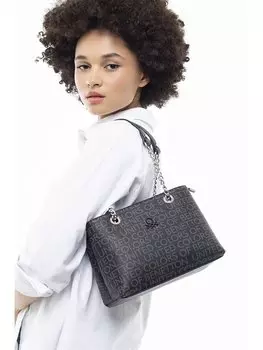 Кожаная женская сумка BENETTON, черный