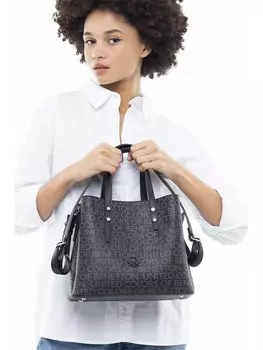 Кожаная женская сумка BENETTON, черный