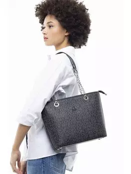 Кожаная женская сумка BENETTON, черный