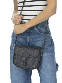 Кожаная женская сумка BENETTON, черный