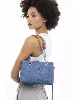 Кожаная женская сумка BENETTON, джинсовый темно-синий