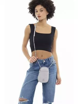 Кожаная женская сумка BENETTON, светло-серый