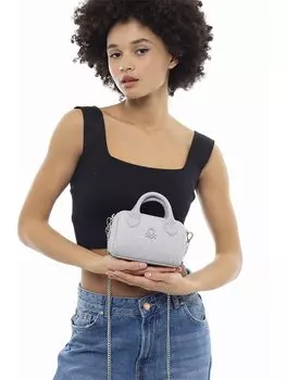 Кожаная женская сумка BENETTON, светло-серый