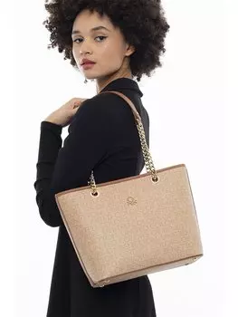 Кожаная женская сумка BENETTON, верблюжья шерсть