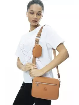 Кожаная женская сумка BENETTON, верблюжья шерсть