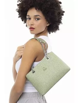 Кожаная женская сумка BENETTON, зеленый