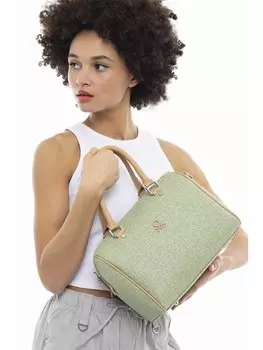 Кожаная женская сумка BENETTON, зеленый