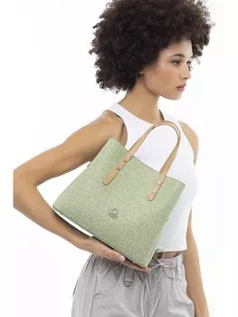 Кожаная женская сумка BENETTON, зеленый