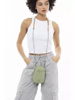 Кожаная женская сумка BENETTON, зеленый