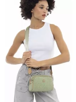 Кожаная женская сумка BENETTON, зеленый