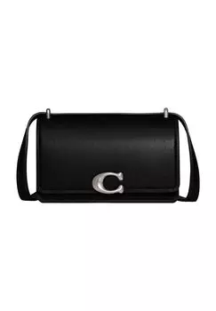 Кожаная женская сумка через плечо на кнопках COACH, черный