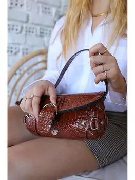 Кожаная женская сумка через плечо с узором под крокодила Madamra