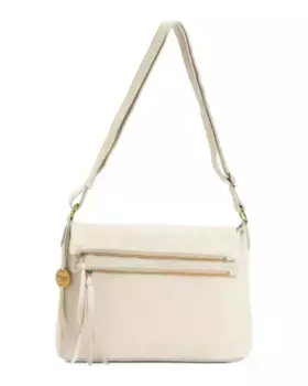 Кожаное большое плечо через плечо с двойной молнией и Микки Margot, цвет Vanilla