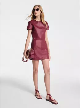 Кожаное мини-платье Michael Kors, бордовый
