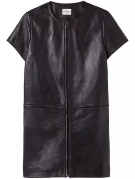 Кожаное мини-платье на молнии Claudie Pierlot, черный