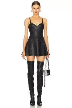 Кожаное мини-платье с чашечками ками David Koma, черный