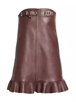 Кожаное мини-платье с замком и ремешком Jw Anderson, цвет chocolate brown
