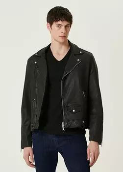 Кожаное пальто Allsaints, черный