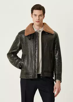 Кожаное пальто Boss, коричневый