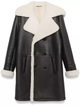 Кожаное пальто Dolce & Gabbana, черный