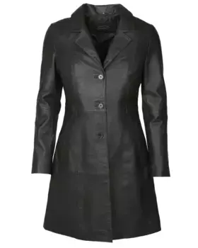 Кожаное пальто JCC "ИК14-2", черный