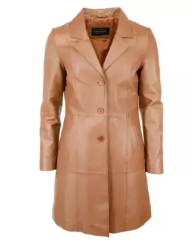 Кожаное пальто JCC "ИК14-2", цвет Cognac