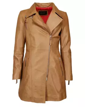 Кожаное пальто JCC "MPJ-380", цвет Cognac