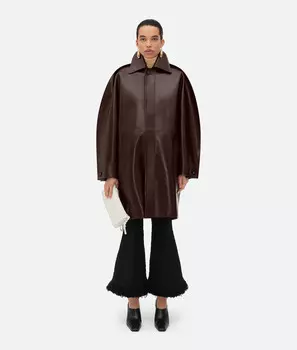 Кожаное пальто-кокон Bottega Veneta