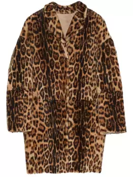 Кожаное пальто с принтом YVES SALOMON, коричневый