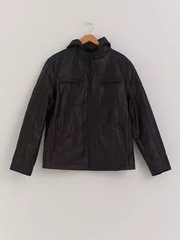 Кожаное пальто с воротником-стойкой LCWAIKIKI Classic