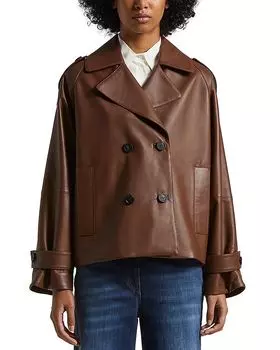 Кожаное пальто-тренч Peserico, коричневый