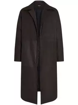 Кожаное пальто Zegna, коричневый
