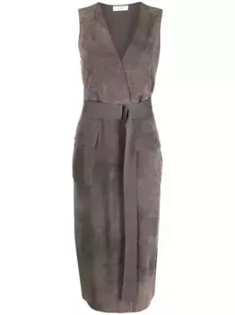 Кожаное платье без рукавов Fabiana Filippi, серый