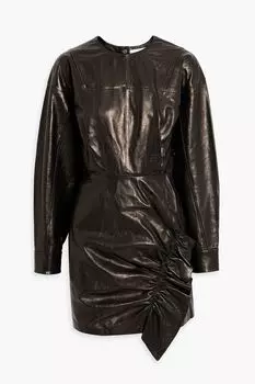 Кожаное платье мини Aki со сборками IRO, черный
