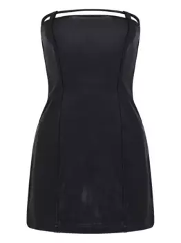 Кожаное платье мини с карманом David Koma, черный