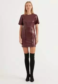 Кожаное платье на пуговицах Herita, бургундия