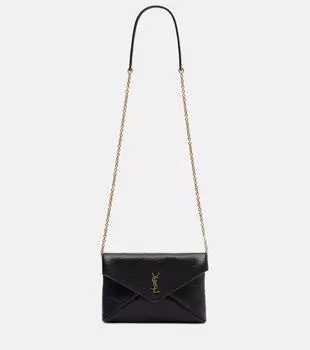 Кожаное плечевое сумка Cassandre Saint Laurent, черный