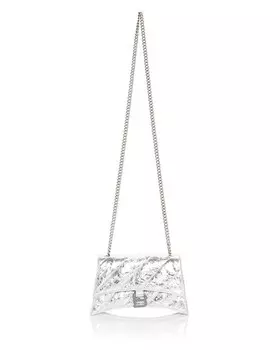 Кожаное плечо через плечо Crush XS с цепочкой Balenciaga, цвет Silver