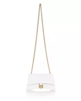 Кожаное плечо через плечо Crush XS с цепочкой Balenciaga, цвет White
