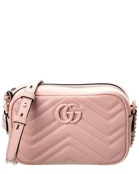 Кожаное плечо через плечо Gucci GG Marmont Mini Matelasse, розовый
