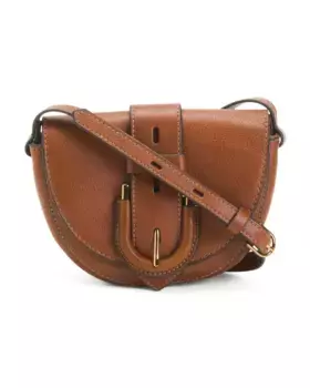Кожаное плечо через плечо Harwell с небольшим клапаном Fossil, коричневый