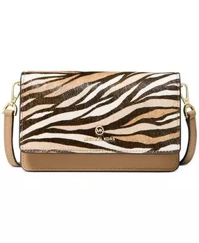 Кожаное плечо через плечо Jet Set Charm небольшого размера для телефона Michael Kors, тан/бежевый