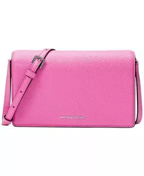 Кожаное плечо через плечо Jet Set среднего размера с клапаном Michael Kors, розовый