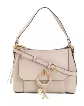 Кожаное плечо через плечо Joan с квадратной фурнитурой спереди See By Chloe, бежевый