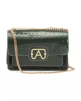 Кожаное плечо через плечо Made In Italy с передним карманом с клапаном Arcadia, цвет Forest