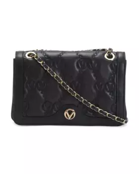 Кожаное плечо через плечо Matelasse Made In Italy с монограммой Auror Valentino By Mario Valentino, темно-синий