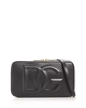 Кожаное плечо через плечо с логотипом Dolce & Gabbana, цвет Black