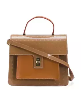 Кожаное плечо через плечо с ручкой сверху, сделано в Италии Arcadia, темно-бежевый